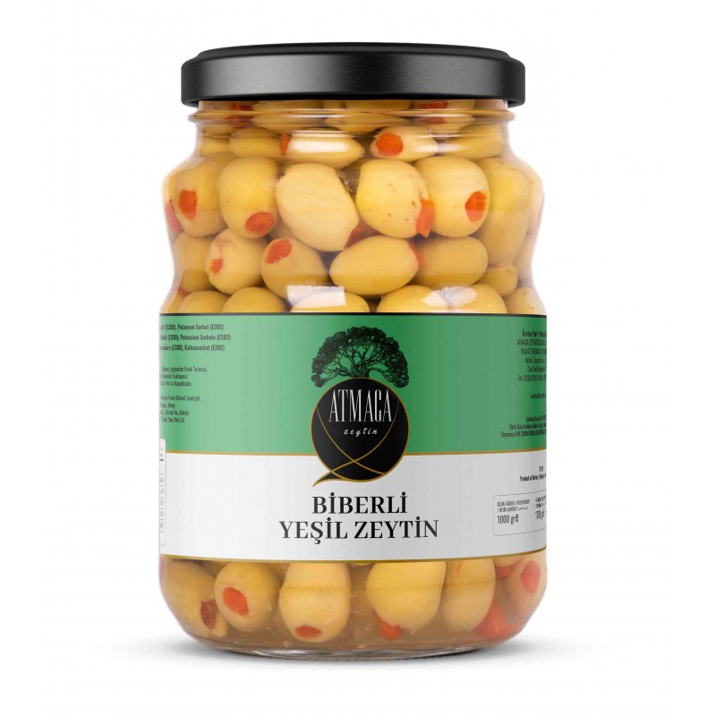 Atmaca Biberli Yeşil Zeytin 1kg	